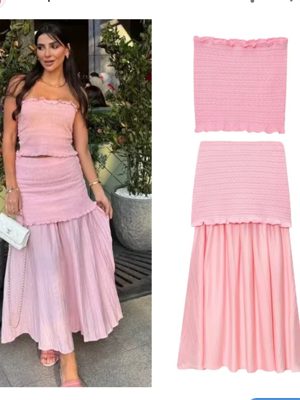 Zara Pink Pleated Maxi Skirt